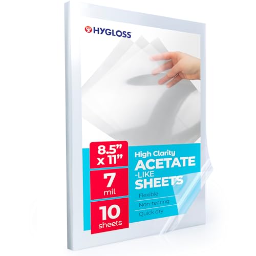 Hygloss 8.5" x 11" Acetate Paper - 7 Mil Clear Acetate Sheets for Crafts Projects, Classroom Stencil Sheets, Overhead Transparency Sheets for Projector, Clear Plastic Sheet (Not for Printers) 10 Pack - size: 8.5 x 11 inch, style: 10 Sheets