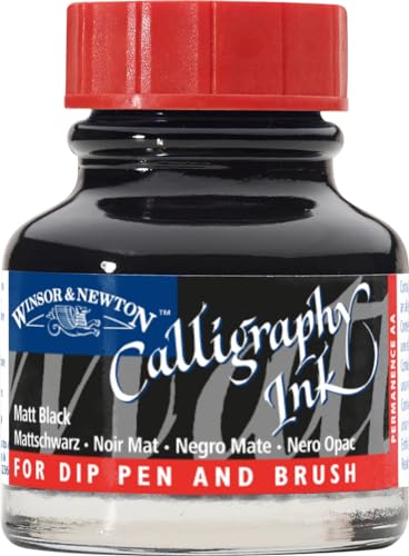 Winsor & Newton Calligraphy Ink, 30ml (1-oz) Bottle, Matt Black - color: Matt Black, size: 1 fl oz