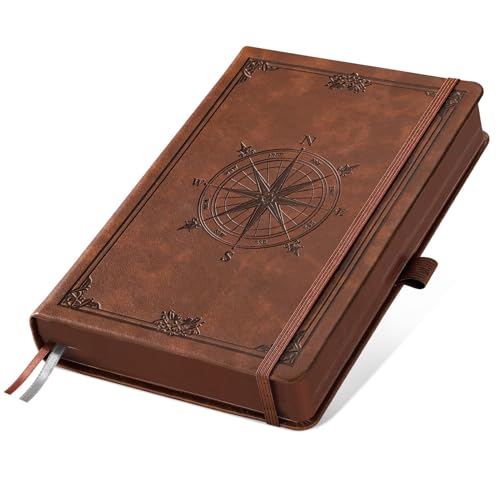 AHGXG Thick Journal Lined Notebook for Men - 320 Numbered Pages A5 College Ruled Notebook for Writing, 100gsm Paper, Vintage Leather Hardcover, for Women Work Office School, 5.75'' X 8.38''- Brown - color: Brown, style: A5-Lined Notebook