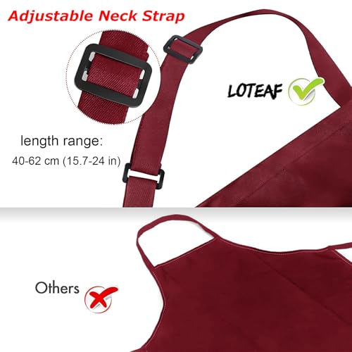 4 Packs Chef Apron, Waterproof Apron, Adjustable Aprons with 2 Pockets for Men Women, Professional Aprons for Kitchen Cooking Gardening Painting Baking Restaurant (Wine) - color: Wine