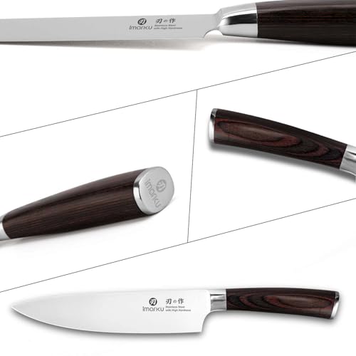 imarku Japanese Chef Knife - Sharp Kitchen Knife 8 Inch Chef's Knives HC Steel Paring Knife, Unique Gifts for Men and Women, Gifts for Mom or Dad, Kitchen Gadgets with Gift Box, Gyutou Knives - color: brown and silver