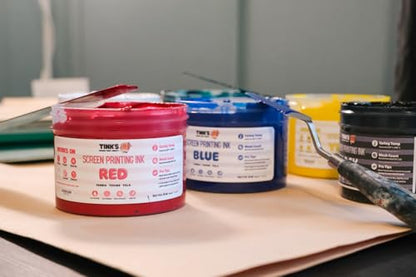 Tinks® Screen Printing Ink - Red 8oz. Water-Based Fabric Ink - Screen Printing, Stenciling, Tote Bags & Fabric Stamping - Non-Toxic, No Harsh Fumes, Soap & Water Cleanup - Made in California - color: Red
