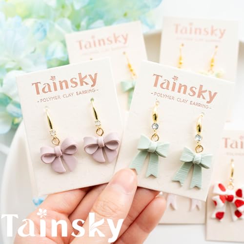 Tainsky Bow Polymer Clay Cutters, Love Knot Polymer Clay Cutters, 18 Shapes Bowknot Clay Cutter for Polymer Clay Jewelry, Ribbon Polymer Clay Earring Cutters (A) - color: BOW-A