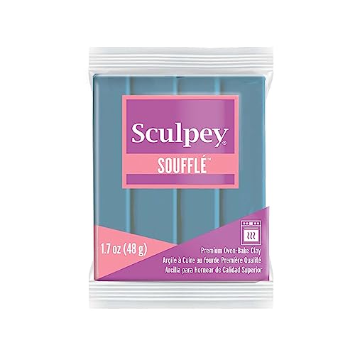 Polyform Sculpey Soufflé Polymer Oven-Bake Clay, Bluestone, Non Toxic, 1.7 oz. bar, Great for jewelry making, holiday, DIY, mixed media and more! Premium light-weight oven bake clay. - color: Bluestone, size: 1.7 oz