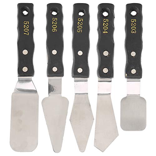 5pc Palette Knives Set, Stainless Steel Spatula Painting Knives for Oil Canvas Acrylic, Artist Palette Knife Oil Painting Accessories