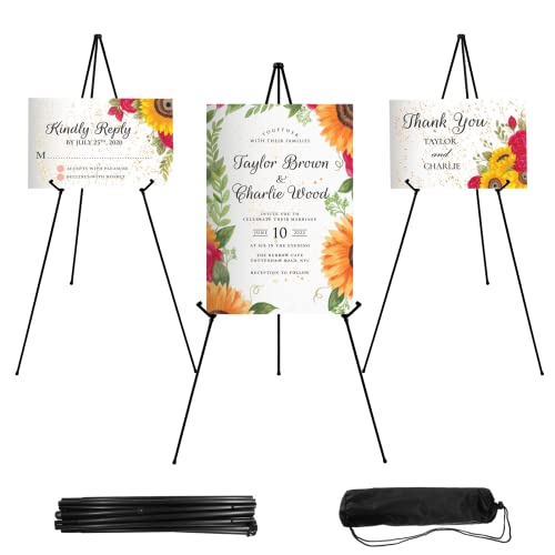 JEAWIWI 3PCS Black Lightweight Easel Stand for Wedding Signs, 66 Inch Adjustable Display Easel, Metal Poster Stand for Wedding, Art Display & Signs with Portable Bags - color: Black, size: 3 PCS