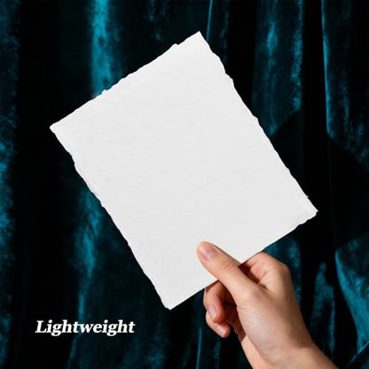 Eikovia 120Pcs Cotton Watercolor Paper, 300GSM, 4x6 inch, Premium Textured Deckled Edge for Invitations & Crafts