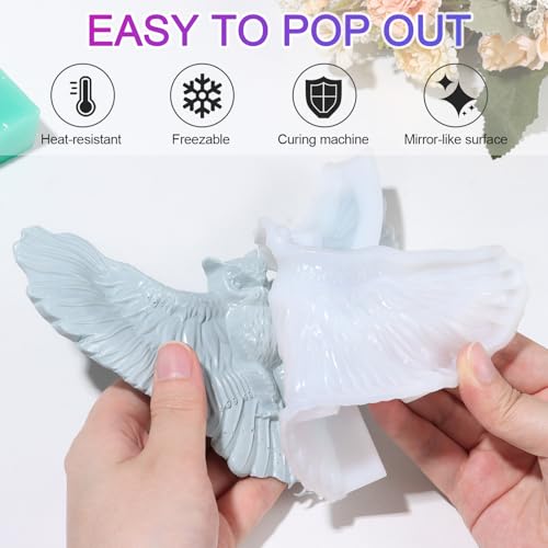 3D Crystal Owl Silicone Mold Winged Owl Resin Mold for Epoxy/UV Resin Casting, DIY Craft Hanging Ornament Art Decors for Living Room Resin Craft Mold Lovers Gift Home Bedroom Wall Decors