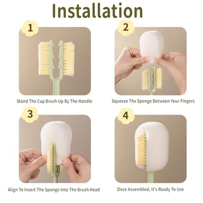 Water Bottle Cleaner Brush,5-in-1 Bottle Brushes for Cleaning,Bottle Scrubber Brush Cleaner(Green)