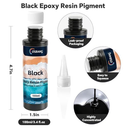 Black Epoxy Resin Pigment Paste 3.4 fl.oz/100ml High Concentrated Resin Dye for Resin Art River Table Jewelry Making Coasters - color: Black