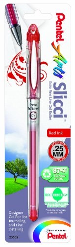 Pentel Arts Slicci 0.25 mm Extra Fine Gel Pen, Red Ink, 1 Pack (BG202BPB) - color: Red, size: 1 Count (Pack of 1), style: 0.25mm