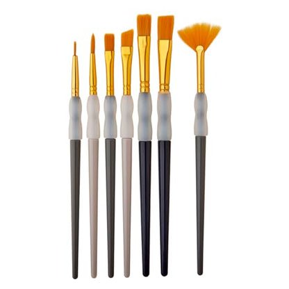 KINGART 7-Piece Studio Golden Nylon Artist Brush Collection with Zippered Carrying Case – Versatile Synthetic Paint Brushes for Acrylic, Watercolor, Oil, Tempera, Gouache, and Face Painting DIY