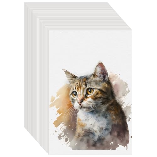 100PCS 9x6 Watercolor Paper Bulk, 140lb/300g Cold Press Thick Water Color Paper Pad for Child Adult, White Art Paper for Drawing Painting Markers Gouache, Textured Cotton Paper Sheets - color: White-100pcs, size: 6x9