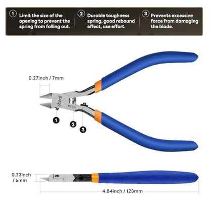 stedi Model Nipper, Sprue Cutter with Ultra-thin Single-Blade and Stiff Spring Hobby Nippers for Gundam Repairing Plastic Model and Miniature Model, Orange - style: Single-Blade Nippers(Blue for Bedinners)