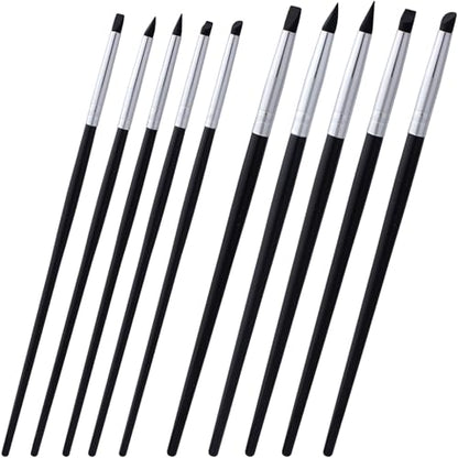 SmallCat 10pcs Silicone Paint Brushes, Flexible Clay Carving Tools, Professional Sculpting Tools for Handicraft Pottery Artwork Shaping Carving DIY- Black - color: Black, 10 Pcs