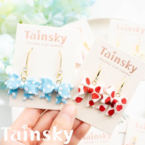 Tainsky Bow Polymer Clay Cutters, Love Knot Polymer Clay Cutters, 18 Shapes Bowknot Clay Cutter for Polymer Clay Jewelry, Ribbon Polymer Clay Earring Cutters (A) - color: BOW-A