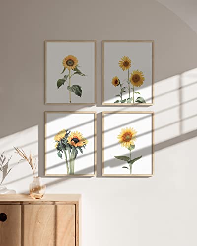 HAUS AND HUES Sunflower Set Collage 16x20 - Framed Beige - color: Sunflower, size: 16x20, style: Beige Framed