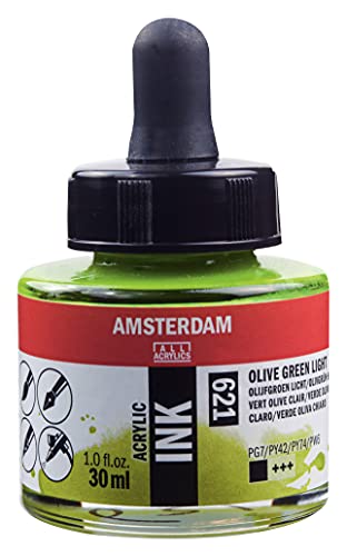 Amsterdam Acrylic Ink Bottle 30 ml Olive Green Light 621 (17206210) - color: Olive Green Light, size: 1 fl oz