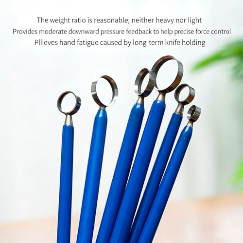 6 PCS Clay Pottery Sculpting Tools Set, Pottery Trimming Tools, Tungsten Steel Body, Soft-Grip Handle, Size: 7.5/9.5/11.5/13.5/15.5/17.5mm, for Ceramic, Carving Modeling