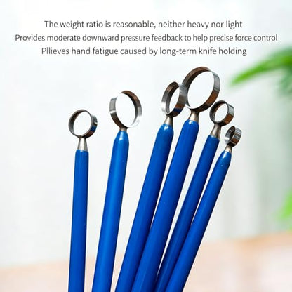 6 PCS Clay Pottery Sculpting Tools Set, Pottery Trimming Tools, Tungsten Steel Body, Soft-Grip Handle, Size: 7.5/9.5/11.5/13.5/15.5/17.5mm, for Ceramic, Carving Modeling