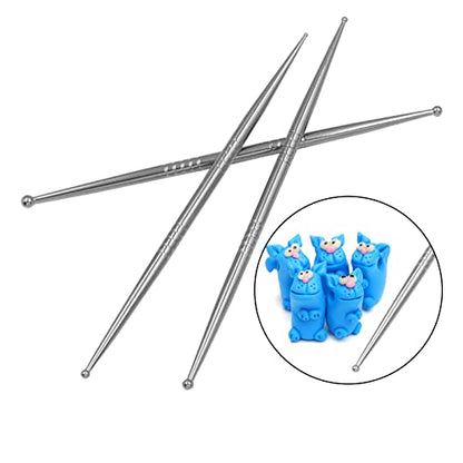 3pcs Sculpture Modeling Tools, Stylus Clay Tools, Dotting Sculpting Modeling Tools Set, Double Ended Metal Ball, Cake Decoration Tools