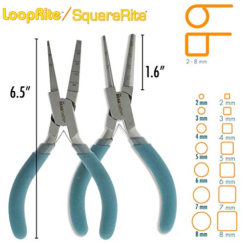 The Beadsmith Loop Rite and Square Rite Combo Pack, Create Consistent 2-8mm Diameters for Jump Rings in Round and Square Shapes, Wire Working tool for Jewelry Making