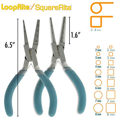 The Beadsmith Loop Rite and Square Rite Combo Pack, Create Consistent 2-8mm Diameters for Jump Rings in Round and Square Shapes, Wire Working tool for Jewelry Making