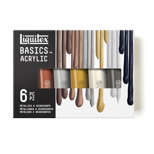 Liquitex BASICS Acrylic Paint Set 6x118ml (4-oz), Metallic - style: Metallic 6 x 118ml (4-oz)