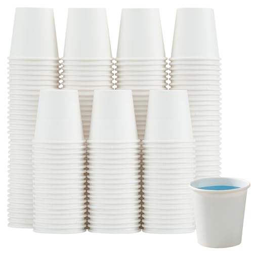 Clawsoff 100 Pack 3 oz Paper Cups White, Small Mouthwash Cups 3 OZ, Mini Disposable Bathroom Cups, Paper Cups 3 Ounce for Bathroom, Supermarket, Birthday Party, Travel, Events, Picnic, BBQ - color: White-A, size: 3 oz