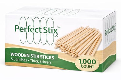 Perfect Stix Premium Wooden Coffee Stirrer Sticks, Thick Birch Wood 1000 Count, 5.5" Inches. Eco-Friendly Wooden Stirrers (5.5Inches / 1000PC) - size: Pack of 1,000ct