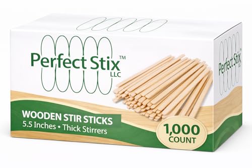Perfect Stix Premium Wooden Coffee Stirrer Sticks, Thick Birch Wood 1000 Count, 5.5" Inches. Eco-Friendly Wooden Stirrers (5.5Inches / 1000PC) - size: Pack of 1,000ct