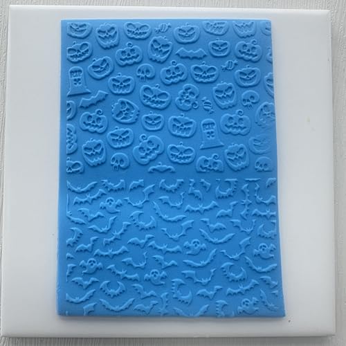 Polymer Clay Texture Mat for Polymer Clay Earrings Making Pumpkin Bats Texture Sheet Impressions DIY Tools for Pottery Earrings Jewelry Making DIY Craft Supply