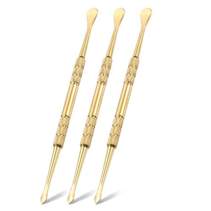 MECCANIXITY 3 Pcs Wax Carving Tools Stainless Steel 4.6 Inch Double-Headed Wax Carving Sculpting Tools for Modeling Sculpting Shaping, Gold Tone - color: Gold Tone