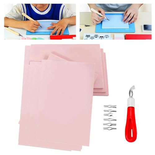 5 Pieces Rubber Carving Blocks Rubber Stamp Carving Blocks Engraving Tool Set Soft Stamping Block for DIY Crafting and Suitable for Scrapbook, Style C - color: Style C
