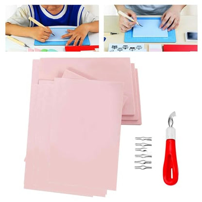 5 Pieces Rubber Carving Blocks Rubber Stamp Carving Blocks Engraving Tool Set Soft Stamping Block for DIY Crafting and Suitable for Scrapbook, Style C - color: Style C
