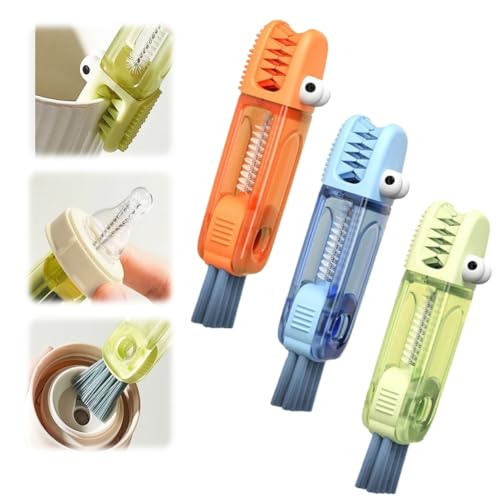 3 in 1 Multifunctional Cleaning Brush Set - Bottle, Cup, Gap Cleaner (3PCS) - color: Green+black+orange