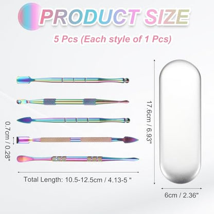 MECCANIXITY 6 Pcs Wax Carving Tools Stainless Steel Wax Carving Sculpting Tools with 5ml Silicone Container Jar and Portable Metal Case for Modeling Shaping, Rainbow - color: Rainbow, Metal Case