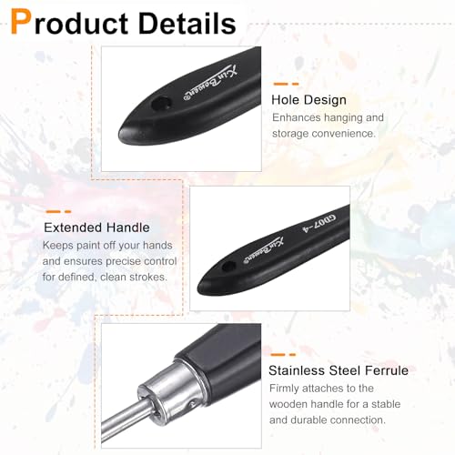 HARFINGTON Palette Knife Painting Tool 8.46" Stainless Steel Pointed Blade Spatula Painting Pallet Knife with Hole Design Beech Wood Handle for Oil Acrylic Canvas, Black/Silver - size: 8.46" x 2.64" x 0.83"