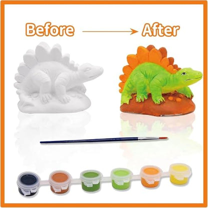 Funto Paint Your Own Dinosaurs Painting Kit, Arts and Crafts Set, STEAM Project Creative Activity DIY Toys, with 6 Figurines, 6 Paint Pots, 1 Brush - color: Jurassic, size: Ornament