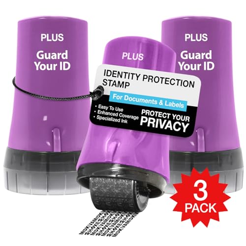 Identity Theft Protection Roller 3-Pack Advanced 2.0 Security Stamp by Guard Your ID (Regular 3-Piece, Purple) - color: Purple, size: Regular 3-Pack