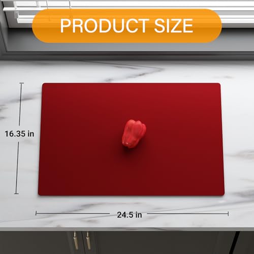 2-Pack Extra Thick Silicone Counter Mats - 24”x16” Large Heat Resistant Kitchen Countertop Protector, Non-Slip Hot Pad Trivet for Air Fryer, Hot Pots & Pans, Coffee Maker(Red) - color: Red