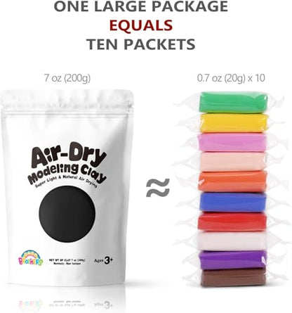 Sago Brothers Modeling Clay for Kids - Black,7 oz Molding Magic Clay for Kids Air Dry, Super Soft Clay for DIY Slime, Ultra Light Air Dry Modeling Clay for Toddlers Children Teens | Molding magic clay for kids air dry, super soft for DIY slime. Ultra ligh