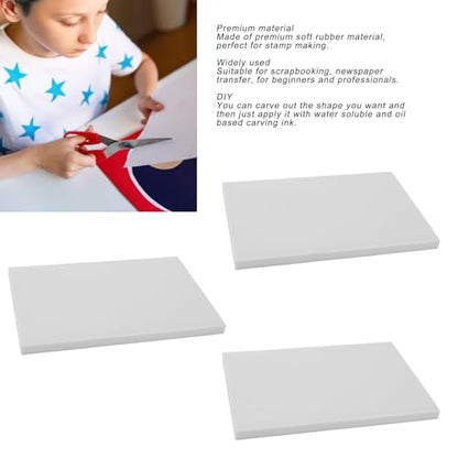 10PCS Rubber Stamp Carving Block, Soft Easy Carve Stamp Making Kit for DIY Printmaking, Premium Carving Rubber Blocks with Smooth Surface for Beginners and Crafters (White) - color: White