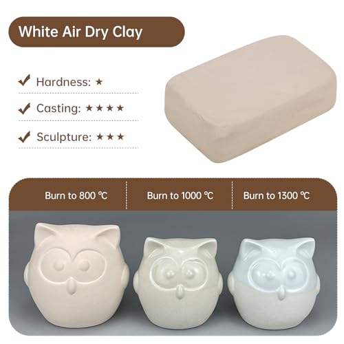 Sculpting Clay, Modeling Clay, 5.5lbs Natural Air Dry Clay Kit with Pottery Sculpting Tool Set, Pottery Clay for Adult - White - color: Naturally White