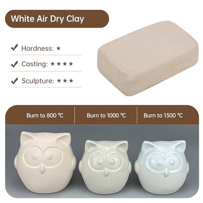 Sculpting Clay, Modeling Clay, 5.5lbs Natural Air Dry Clay Kit with Pottery Sculpting Tool Set, Pottery Clay for Adult - White - color: Naturally White