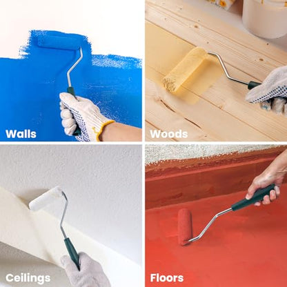Paint Roller Kit, 17 Pack, 4 Inch Paint Roller, Small Paint Roller with Tray Liners, Paint Brushes for Walls, Microfiber Roller Covers, Mini Paint Kit for Painting Doors, Cabinets and Home - color: 4" paint roller kits, paint brush