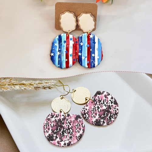 20 Pcs Transfer Paper for Polymer Clay, 4 Designs Textures, Flags, Leopard, Blooming Pattern Water Soluble Polymer Clay Transfer Sheets Paper for DIY Jewelry Earrings Making Stickers 5.82"X3.93" - color: 4 Pattern Sets