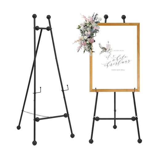 Adjustable Heavy Duty Easel Stand for Mirror,Floor Easel Stand for Wedding Sign,47'' Metal Easel Iron Display Stand(Black) - color: Black, size: D