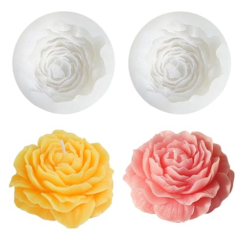 2PCS Peony Rose Flower Candle Molds Silicone for Candle Soap Resin Clay Making Kit
