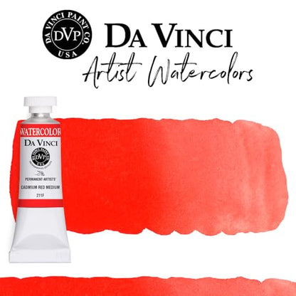 DA VINCI PAINTS Professional Artist Watercolor Paint, Cadmium Red Medium, 15mL - color: Cadmium Red Medium, style: 15mL